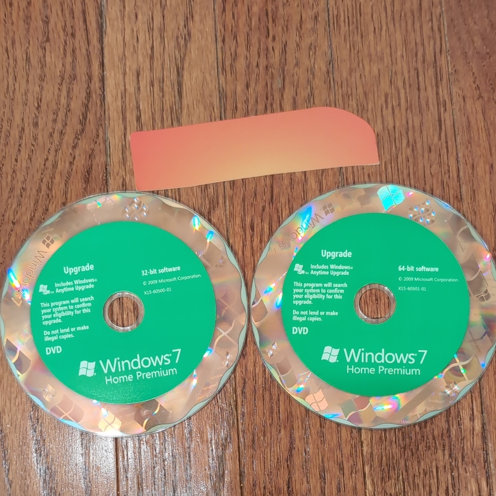 Windows 7 Home Premium Upgrade DVDs 32bit and 64bit